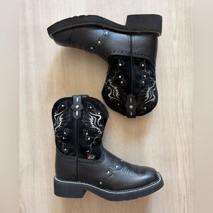 New Justin Gypsy Black Leather Cowboy Western Boots Women's Size 7B Wings L9977
